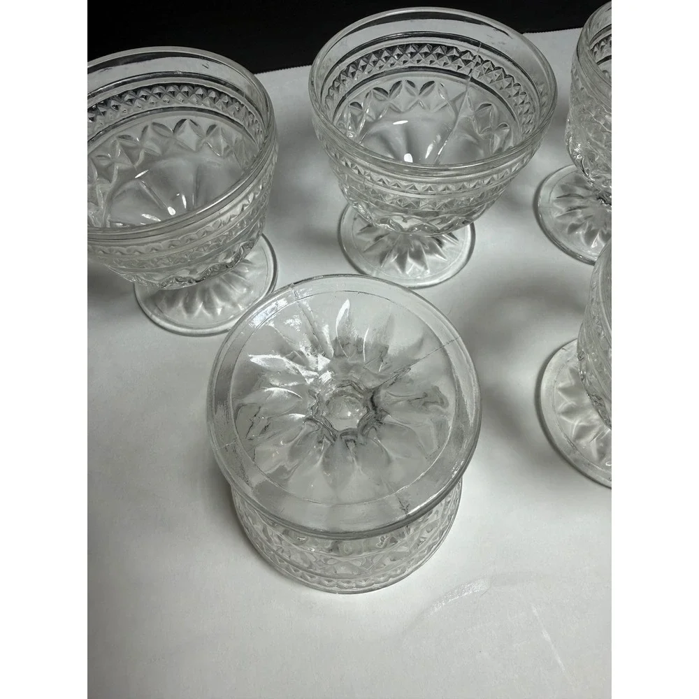 5 VTG Anchor Hocking Wexford Champagne/ Tall Sherbet Glass MCM Retro